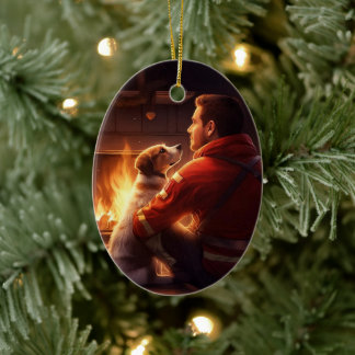 Décoration En Céramique Jack Russell Terrier Pompier, chiot, amateur de ch