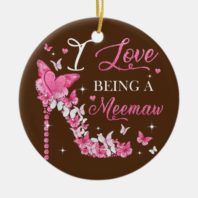 Décoration En Céramique J'adore être Memaw High Heel Butterflies Mère's (Devant)