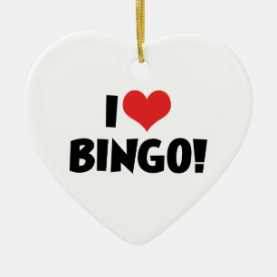 Décoration En Céramique J'adore Heart Bingo! - Amoureux de Bingo