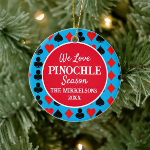 Décoration En Céramique J'adore la saison de Pinochle Bleu