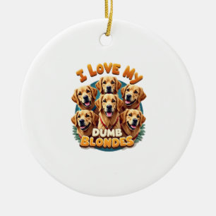 Décoration En Céramique J'adore mes Golden Retrievers Blondes Idiotes Vint