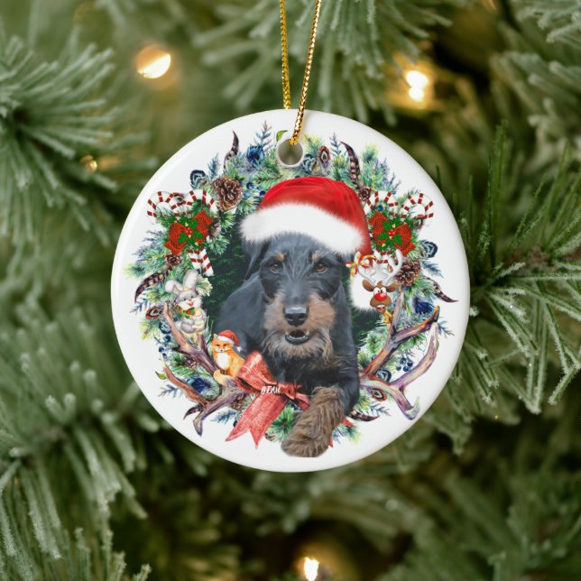 Décoration En Céramique Jagdterrier, Joyeux Noël (Arbre)