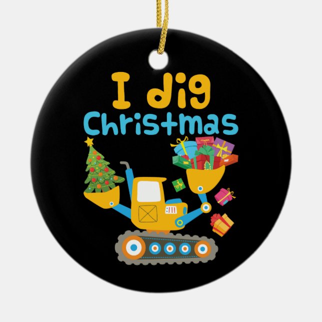 Décoration En Céramique J'ai creusé Noël Excavateur Noël Noël Noël (Devant)