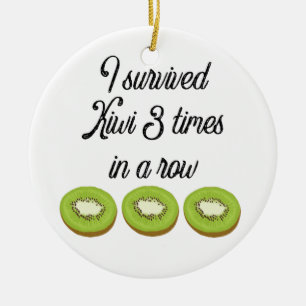 Décoration En Céramique J'ai survécu au kiwi 3 fois dans une rangée