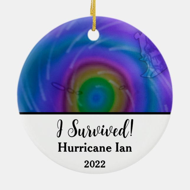 Décoration En Céramique J'Ai Survécu ! Ouragan Ian 2022 (Dos)