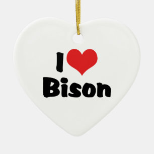 Décoration En Céramique J'aime Bison à Cœur