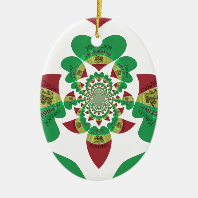 Décoration En Céramique J'aime Ethiopie Beaux Coeurs Couleurs (Devant)