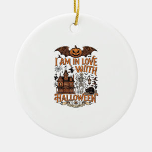 Décoration En Céramique J'aime Halloween Maison Hantée Squelette Citrouill