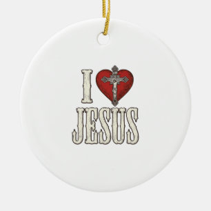 Décoration En Céramique J'aime Jésus Gravure Vintage Design de T-shirt de