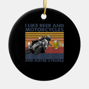 Décoration En Céramique J'Aime La Bière Et Les Motos - Motos Cadeau