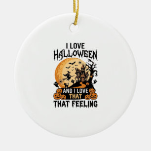 Décoration En Céramique J'aime la maison hantée Halloween Sorcière de lune