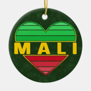 Décoration En Céramique J'aime le Mali, coeur malien