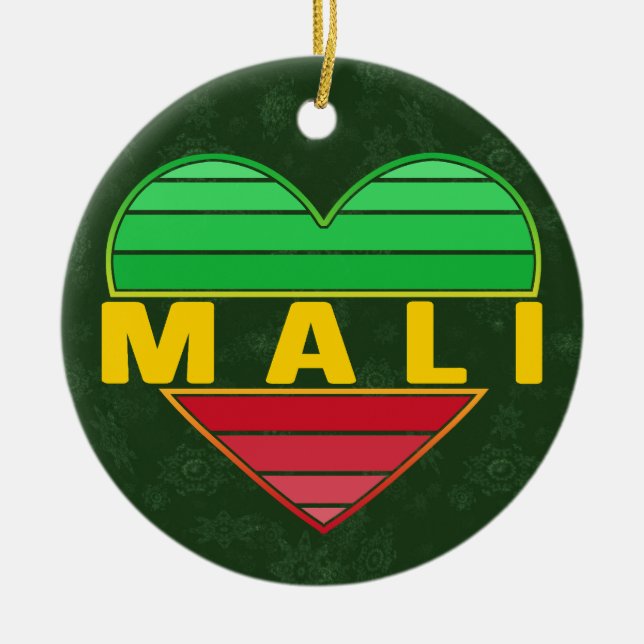 Décoration En Céramique J'aime le Mali, coeur malien (Devant)