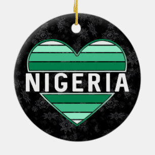 Décoration En Céramique J'aime le Nigeria, le coeur nigérian