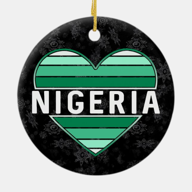 Décoration En Céramique J'aime le Nigeria, le coeur nigérian (Dos)