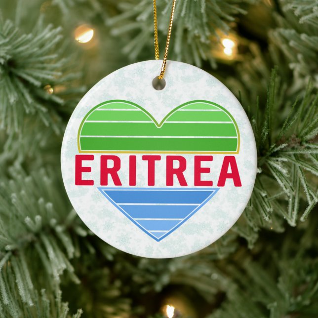 Décoration En Céramique J'aime l'Erythrée, coeur érythréen (Arbre)