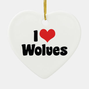 Décoration En Céramique J'aime les loups à cœur - Amoureux des loups