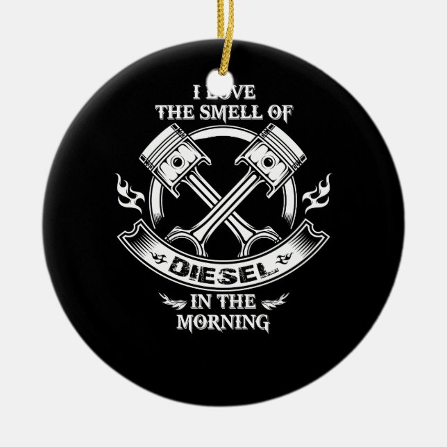Décoration En Céramique J'Aime L'Odeur Du Diesel Le Matin (Devant)