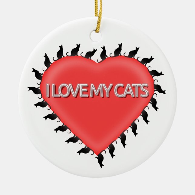 Décoration En Céramique J'Aime Mes Chats (Devant)
