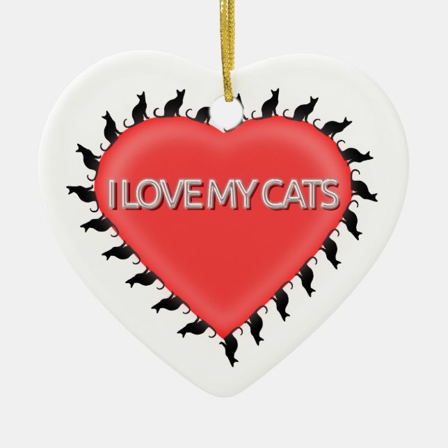 Décoration En Céramique J'Aime Mes Chats (Devant)