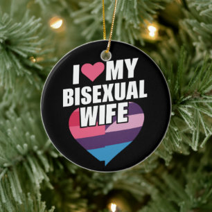 Décoration En Céramique J'Aime Mon Bisexuel Femme Bi Pride Bisexual Drapea