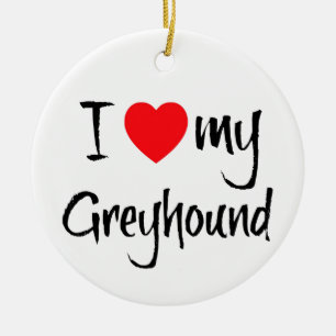 Décoration En Céramique J'Aime Mon Chien Greyhound
