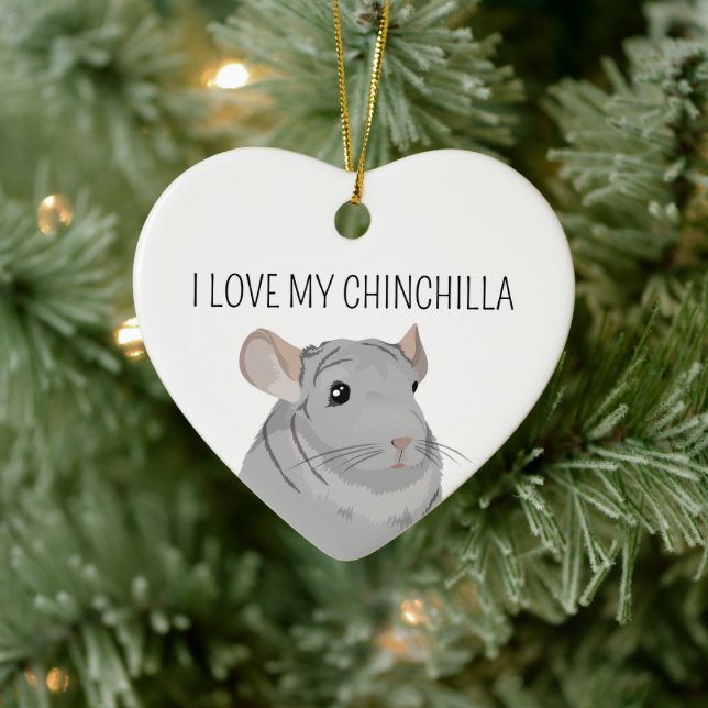 Décoration En Céramique J'Aime Mon Chinchilla (Arbre)