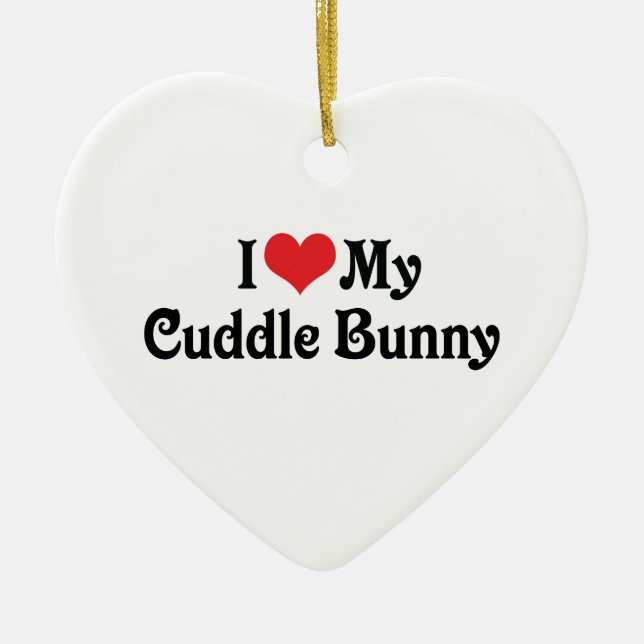 Décoration En Céramique J'aime mon lapin câlin (Devant)