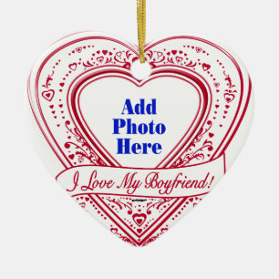 Décoration En Céramique J'Aime Mon Petit Ami ! Photo Red Hearts
