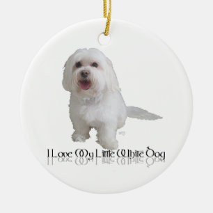 Décoration En Céramique J'aime mon petit chien blanc - Havanese