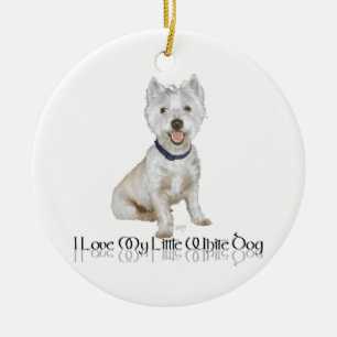 Décoration En Céramique J'aime mon petit chien blanc - Westie