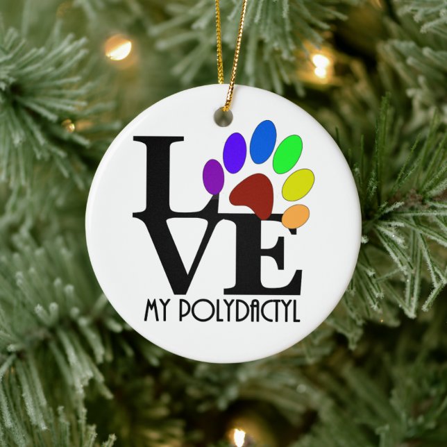 Décoration En Céramique J'AIME Mon Polydactyle (Arbre)