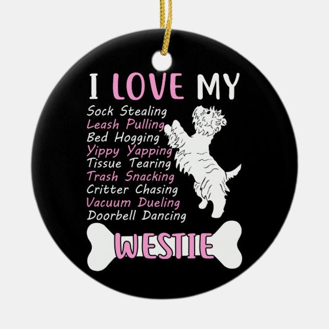 Décoration En Céramique J'aime mon Westie (Devant)