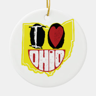 Décoration En Céramique J'Aime Ohio Sourire Un Visage Heureux