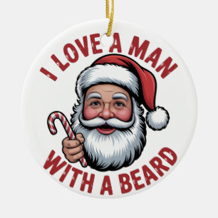 Décoration En Céramique J'aime un homme avec une barbe Père Noël barbu Noë
