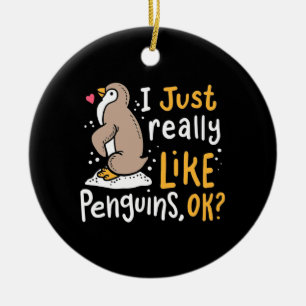 Décoration En Céramique J'Aime Vraiment Les Pingouins Ok