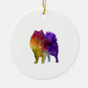Décoration En Céramique Japanese Spitz in watercolor