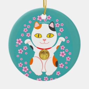 Décoration En Céramique Japonais de Maneki Neko montrant le chat chanceux