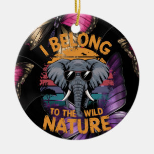 Décoration En Céramique J'appartiens à l'éléphant sauvage avec verre de so
