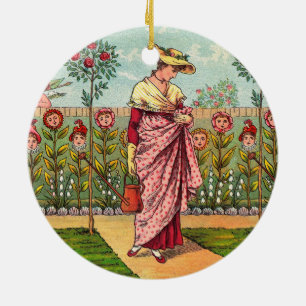 Décoration En Céramique Jardin Croître Fleur Femme Art Antique