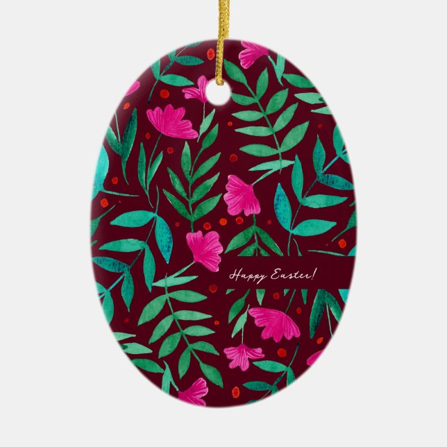 Décoration En Céramique Jardin magique - magenta et vert Pâques (Devant)