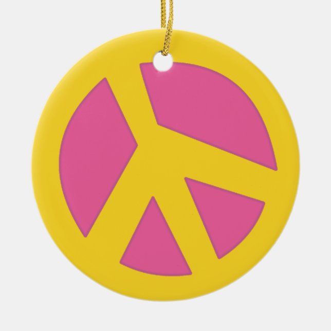 Décoration En Céramique Jaune de Paix-Smiley (Devant)