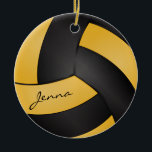 Décoration En Céramique Jaune doré et noir Personnalisez le 🏐 de volley-b<br><div class="desc">Joueur de volleyball Sport Ornement de Noël. Impressionnez votre joueur de volley-ball avec ce design do-it-yourself nom dans un design jaune et noir vif. ⭐ Ce Produit est 100% Personnalisable. Les graphiques et / ou le texte peuvent être ajoutés, supprimés, déplacés, redimensionnés, changés autour, tournés, etc... 99% de mes designs...</div>