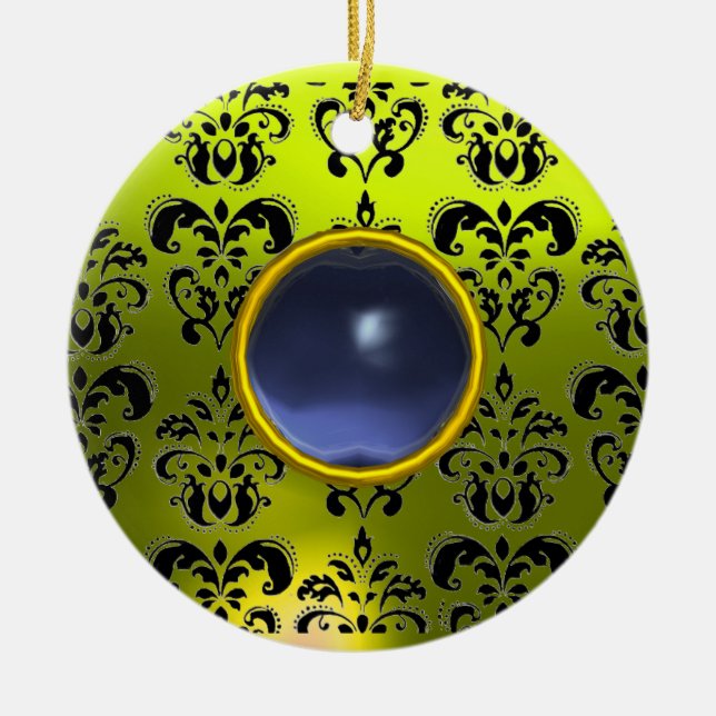 DÉCORATION EN CÉRAMIQUE JAUNE NOIR CLASSIQUE DOMMASQUE PIERRE DE GEM (Devant)