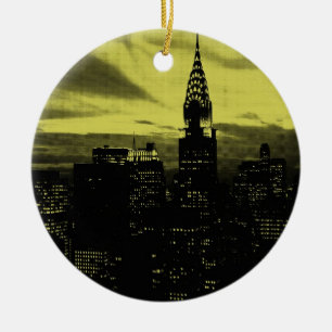 Décoration En Céramique Jaune pointu Noir New York City