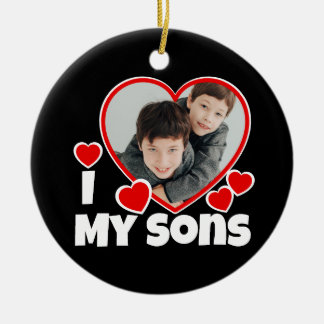 Décoration En Céramique J'Coeur Mes Fils Photo Personnalisée