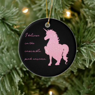 Décoration En Céramique Je crois à la licorne rose invisible.