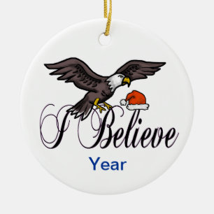 Décoration En Céramique Je crois l'ornement patriotique d'Eagle de Noël