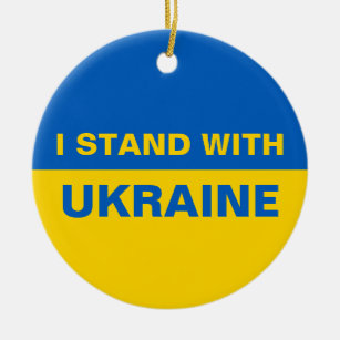 Décoration En Céramique Je me tiens avec le drapeau ukrainien de l'Ukraine