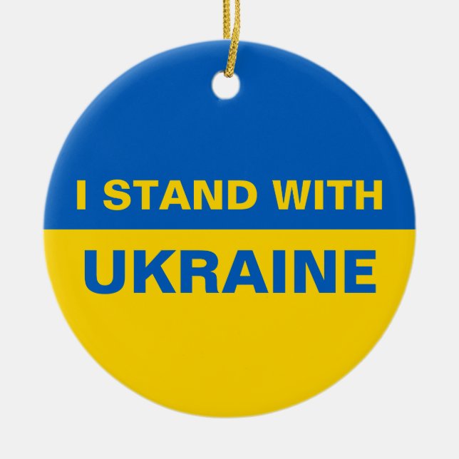 Décoration En Céramique Je me tiens avec le drapeau ukrainien de l'Ukraine (Devant)